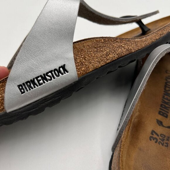 Birkenstock Gizeh Sandals Metallic Silver Strap Buckle Women's Size 37 - Picture 11 of 12